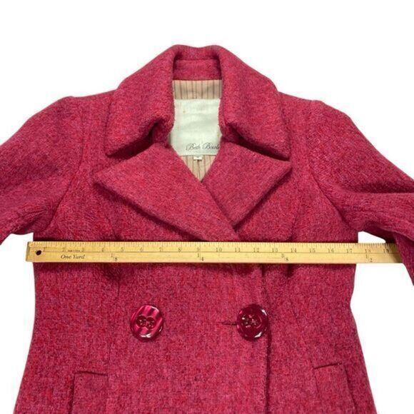 Beth Bowley Wool Pea Coat Womens Sz 10 Pink Flare Sleeve Classic Elegance Jacket - Picture 12 of 16